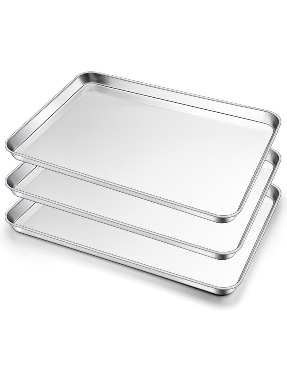 3-Pack Heavy Duty Stainless Steel Baking Sheets 18x13 Inch Set for Perfect
